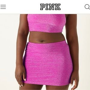 Victoria’ Secret BARBIE PINK SHIMMER BANDEAU BIKINI TOP & SKIRT